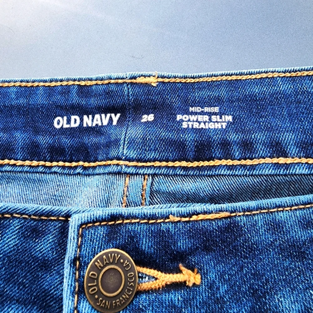 Old Navy Women's blue jeans pants 👖 power slim straight mid-rise - Picture 4 of 8